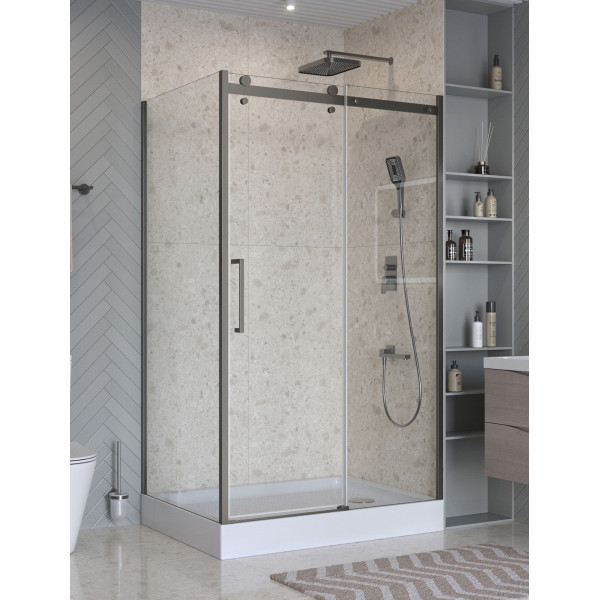 Душевой уголок BelBagno Marino 120x100x195 стекло прозрачное, профиль оружейная сталь матовая (MARINO-2-AH-1-120/100-C-GM)