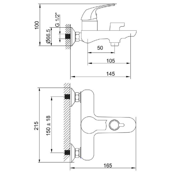 Смеситель для ванны и душа Melodia della vita Moderno оружейная сталь (MDV35140gt) Смеситель для ванны и душа Melodia della vita Moderno оружейная сталь (MDV35140gt)
