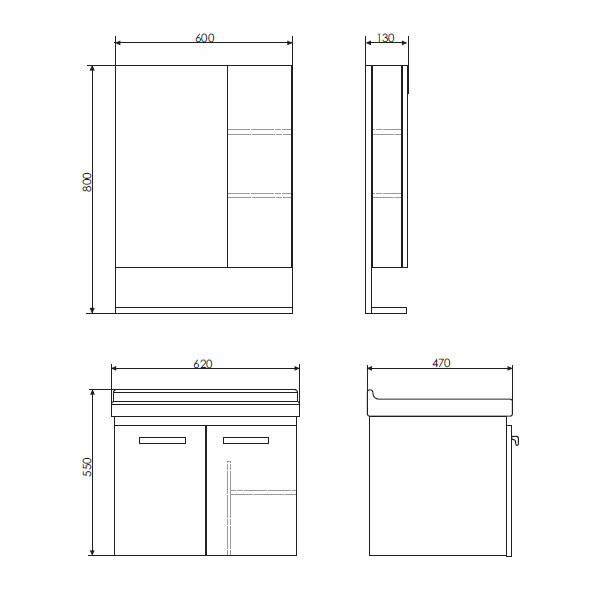 Тумба подвесная Comforty Парма 620x550x470 дуб дымчатый матовый с раковиной (00-00001547)