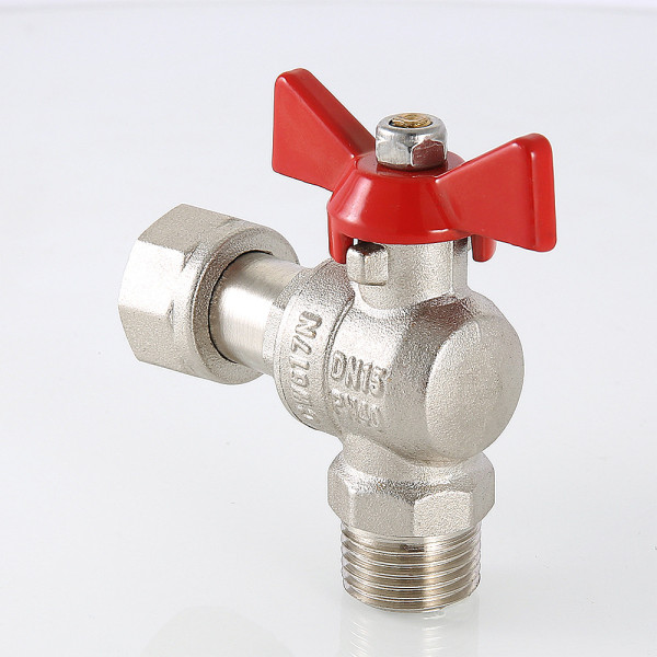 Кран угловой 1/2"х1/2" ВН шаровый с накидной гайкой Valtec (красная бабочка) VT.267.N.0404