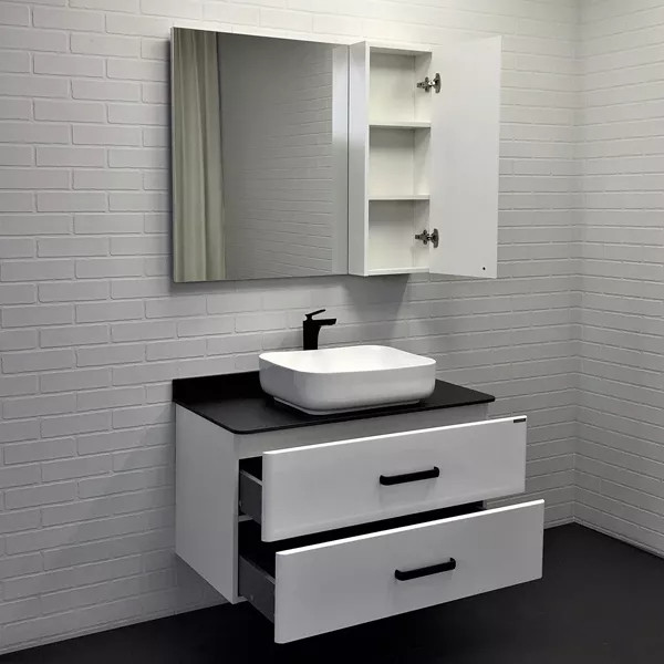 Тумба подвесная с раковиной Comforty Амстердам 950x500x645 белый глянцевый/черный матовый (00-00005494) Тумба подвесная с раковиной Comforty Амстердам 950x500x645 белый глянцевый/черный матовый (00-00005494)
