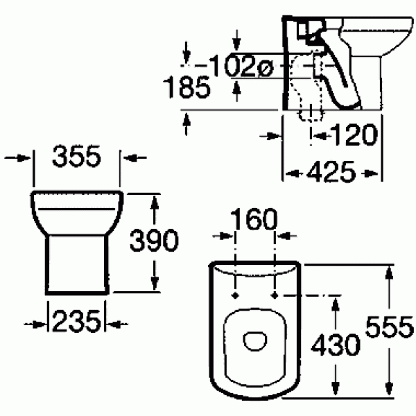 Унитаз напольный Roca Dama Senso Compact 555х355х390 (347517000)