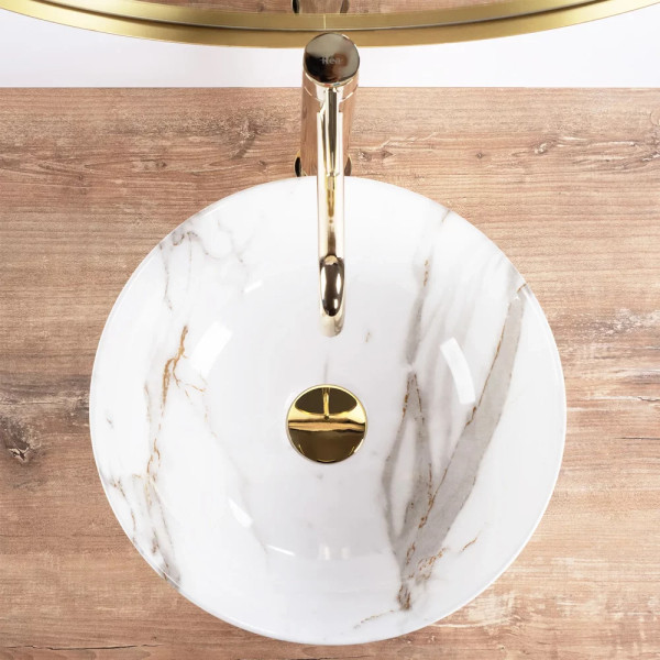 Раковина накладная REA Stella shiny alax 35,5x35,5x13,5 мрамор (REA-U9088)