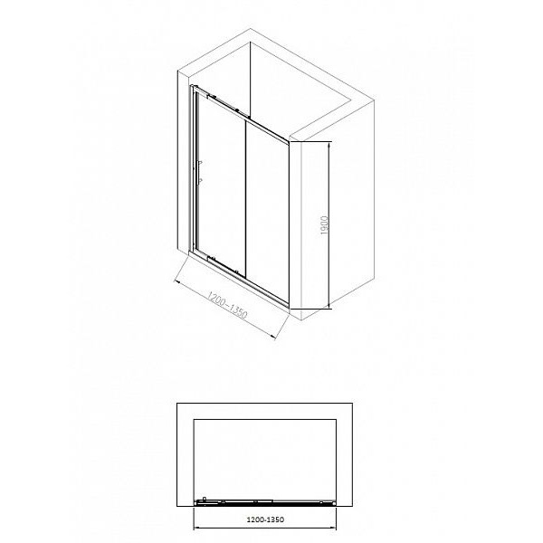 Душевая дверь BandHours Loft 120-135D 120/135х190 стекло прозрачное, профиль полированный хром