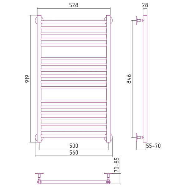 Полотенцесушитель водяной Стилье Универсал-53 1000х500 (5+6+7) П 18 хром (00653-1050) Полотенцесушитель водяной Стилье Универсал-53 1000х500 (5+6+7) П 18 хром (00653-1050)