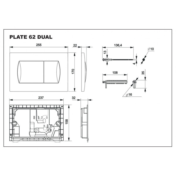 Клавиша смывная Roca In-Wall хром глянцевый (7.8901.1.60B.1) Клавиша смывная Roca In-Wall хром глянцевый (7.8901.1.60B.1)