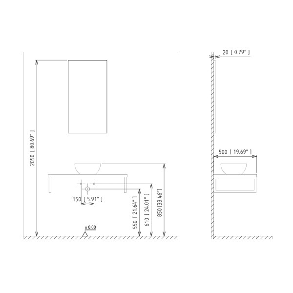 Консоль под раковину Orka Kestel 1200x500x210 орех (3001042)