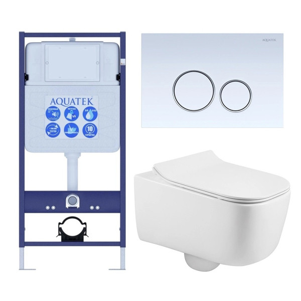 Комплект нсталляция c унитазом Aquatek Лугано-015 4в1 рама Standard INS-0000012+ крепеж KKI-0000002+клавиша KDI-0000015+унитаз Лугано AQ2002-00 с то