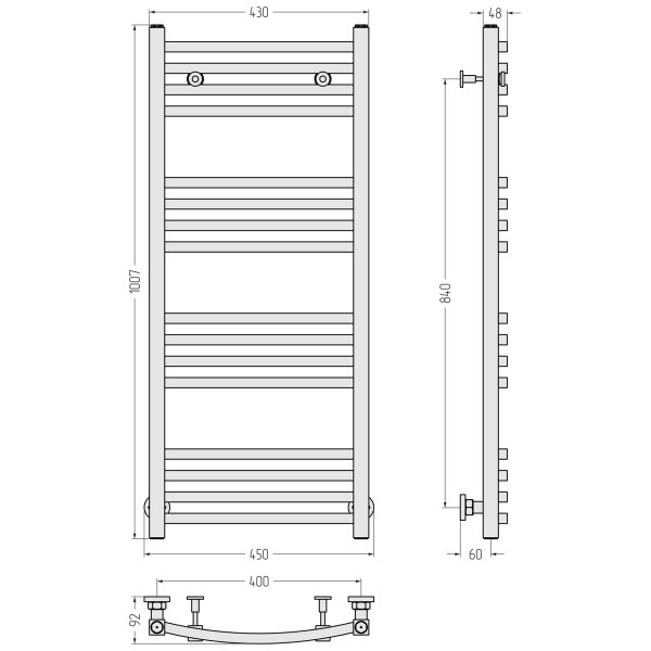 Полотенцесушитель водяной Сунержа Аркус 1000x400 матовый белый (30-0251-1040)
