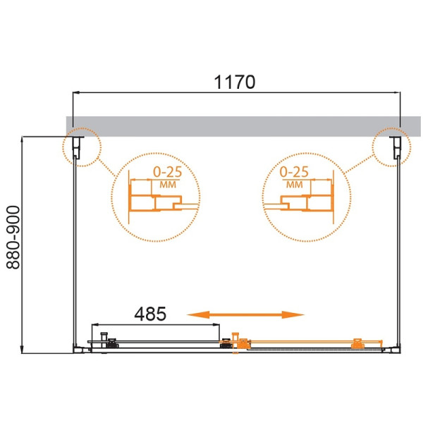 Душевой уголок Cezares Molveno 120x90x195 стекло матовое, профиль хром (MOLVENO-AH-12-120/90-P-Cr)