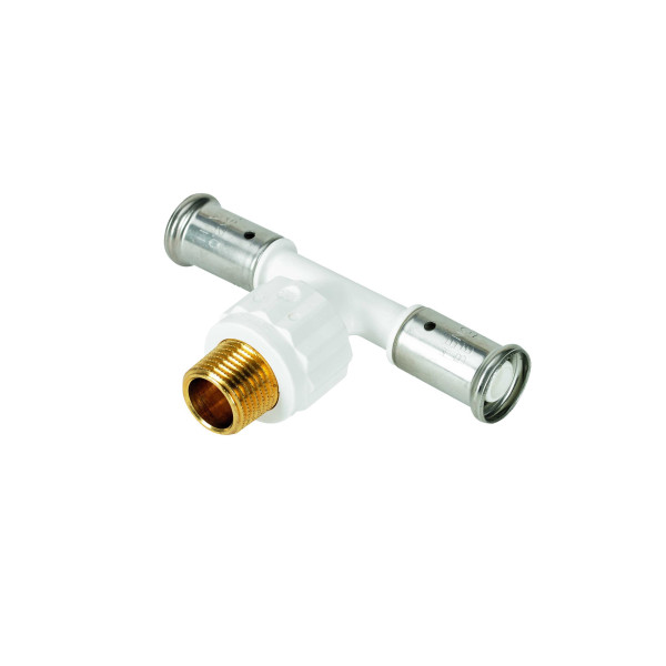 Тройник 16х1/2"Нх16 Henco PVDF (пресс, белый) (14PKW-160416)