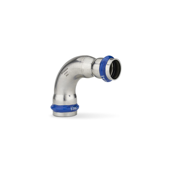 Угольник 90° переходной двухраструбный Varmega Inox Press 28х22 мм (VM727002822) Угольник 90° переходной двухраструбный Varmega Inox Press 28х22 мм (VM727002822)