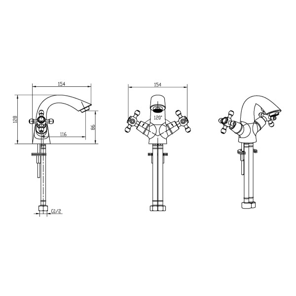 Смеситель для раковины Boheme Royal Cristal золотой (291-Royal/CRST black) Смеситель для раковины Boheme Royal Cristal золотой (291-Royal/CRST black)
