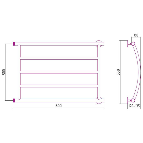 Полотенцесушитель водяной Стилье Минор 0602 500х800 (3) Г хром (00602-5080)