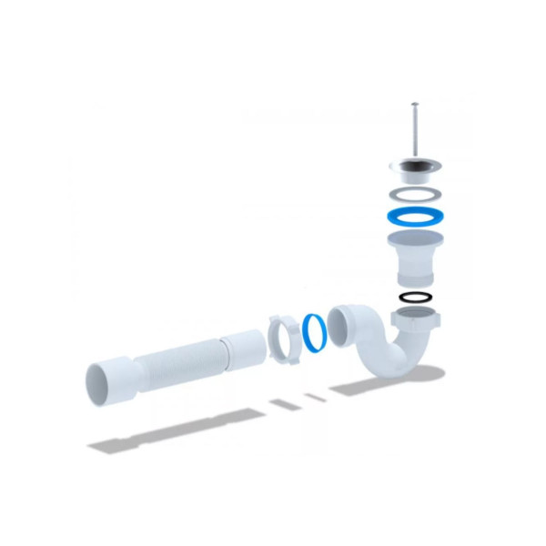 Сифон для душевого поддона АНИ 1 1/2"*40 с гибкой трубой 40/50 АНИ пласт (E115)