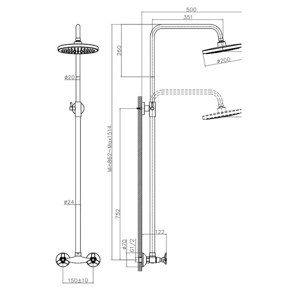 Душевая система Rossinka Q хром (Q02-44)