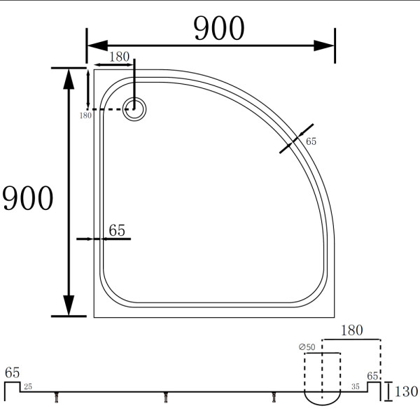 Душевой поддон Abber 90х90 белый (AD3A090)