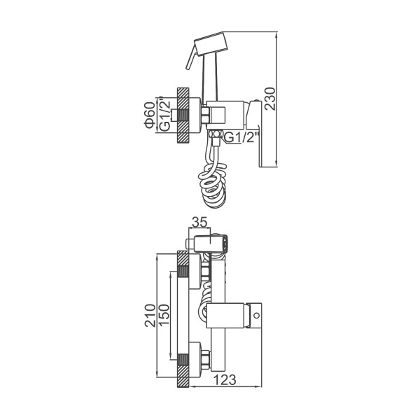 Смеситель для биде Ledeme с гигиеническим душем хром (L5233-1)