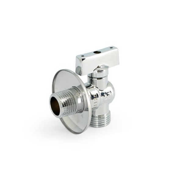 Кран угловой 1/2"х1/2" НН шаровый Uni-Fitt (хром. латунь, рукоятка алюминий) 180C2001 Кран угловой 1/2"х1/2" НН шаровый Uni-Fitt (хром. латунь, рукоятка алюминий) 180C2001