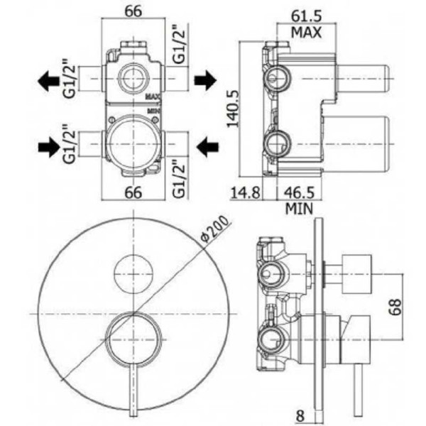 Смеситель для ванны и душа Paffoni Light термостатический, хром (LIG018ST) Смеситель для ванны и душа Paffoni Light термостатический, хром (LIG018ST)