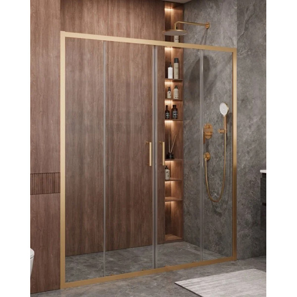 Душевая дверь Cezares Molveno 170x195 стекло прозрачное, профиль брашированное золото (MOLVENO-BF-2-170-C-BORO-IV)