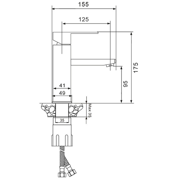 Смеситель для раковины Wesnaart Kubus черный (KUB13-210Black)