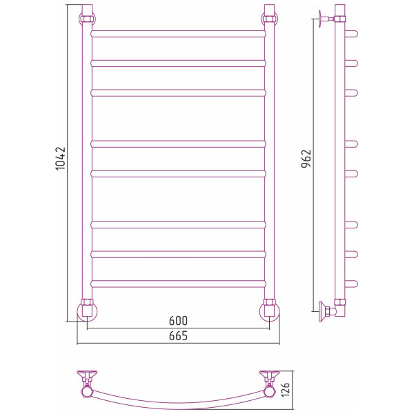 Полотенцесушитель водяной Стилье Аксиома-20 1000х600 хром (00662-1060) Полотенцесушитель водяной Стилье Аксиома-20 1000х600 хром (00662-1060)