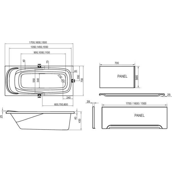 Ванна акриловая Ravak Vanda II 170х70 без гидромассажа (CP21000000) Ванна акриловая Ravak Vanda II 170х70 без гидромассажа (CP21000000)