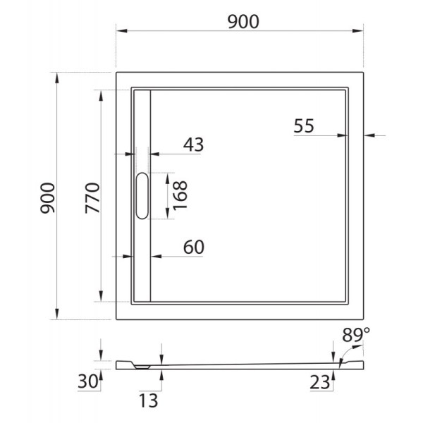 Душевой поддон из искусственного мрамора Cezares 90x90x3 черный матовый (TRAY-AS-A-90-3-NERO)