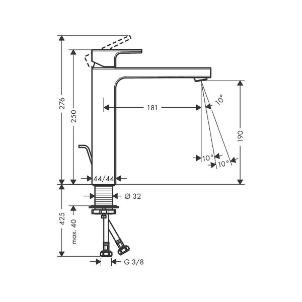 Смеситель для раковины Hansgrohe Vernis Shape черный, с донным клапаном (71562670) Смеситель для раковины Hansgrohe Vernis Shape черный, с донным клапаном (71562670)