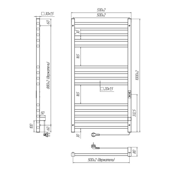 Полотенцесушитель электрический INDIGO Attic 530*1000 черный муар (LСLATCE100-50BRRt)