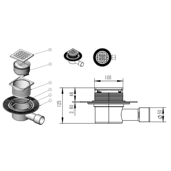 Трап горизонтальный Azario 100x100 хром (AZZ14100) Трап горизонтальный Azario 100x100 хром (AZZ14100)