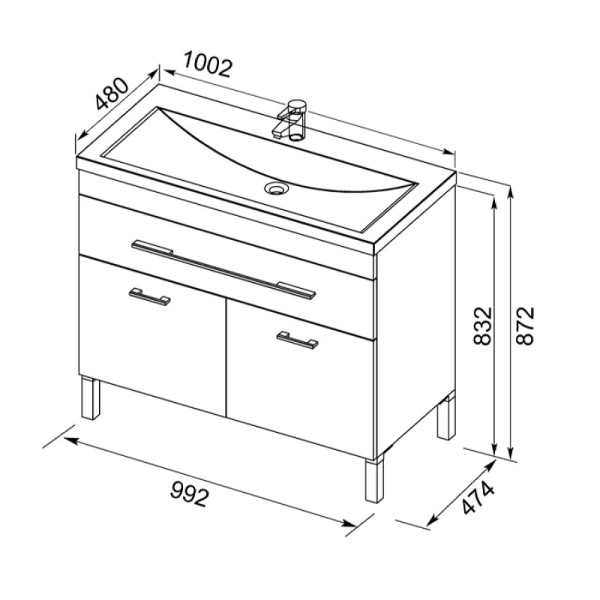Тумбы напольные Aquanet Верона 100 белый (напольная 1 ящик 2 дверцы) (182710) Тумбы напольные Aquanet Верона 100 белый (напольная 1 ящик 2 дверцы) (182710)