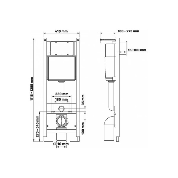 Комплект Berges: инсталляция Atom Line кнопка матовый хром, унитаз Floe S Rimless 51 см, сиденье с soft-close (043347)