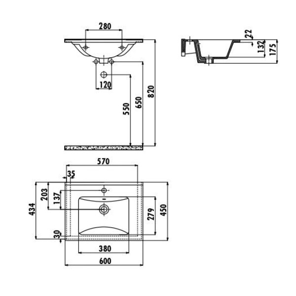 Раковина мебельная Creavit Su 60x45 белая (SU061-00CB00E-0000)