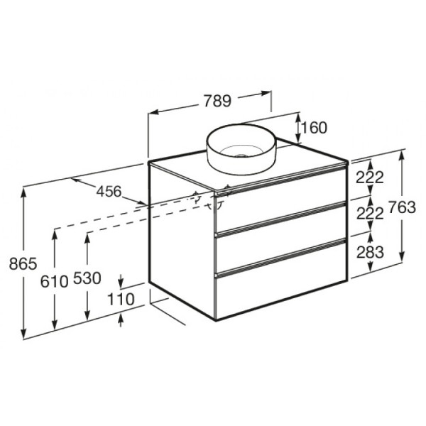 Тумба подвесная Roca The Gap 785x453x741 темно-коричневый (A857406402)