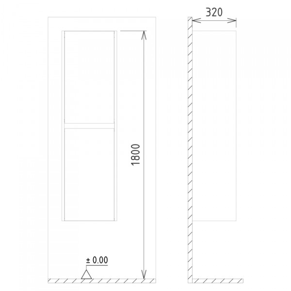 Пенал подвесной Orka Lisbon 400x300x1380 белый матовый (3001187)