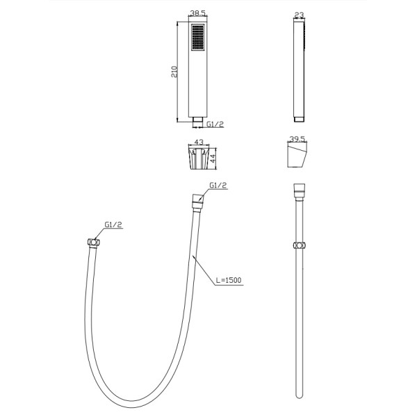 Ручной душ Belbagnoсо Luse со шлангом и держателем, золото (LUC-DFS-ORO) Ручной душ Belbagnoсо Luse со шлангом и держателем, золото (LUC-DFS-ORO)