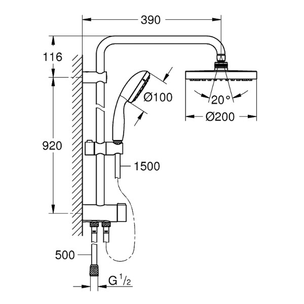 Душевая гарнитура Grohe New Tempesta System хром (26452001)