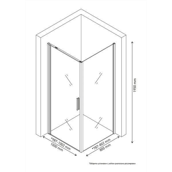 Душевой уголок Berges Legos LS-1 100х80 стекло прозрачное, профиль хром (61036)