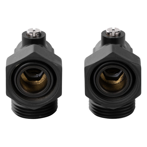 Комплект угловых фитингов со встроенным шаровым краном Royal Thermo 3/4"х3/4"EK (черный) (RANPU13434BL)