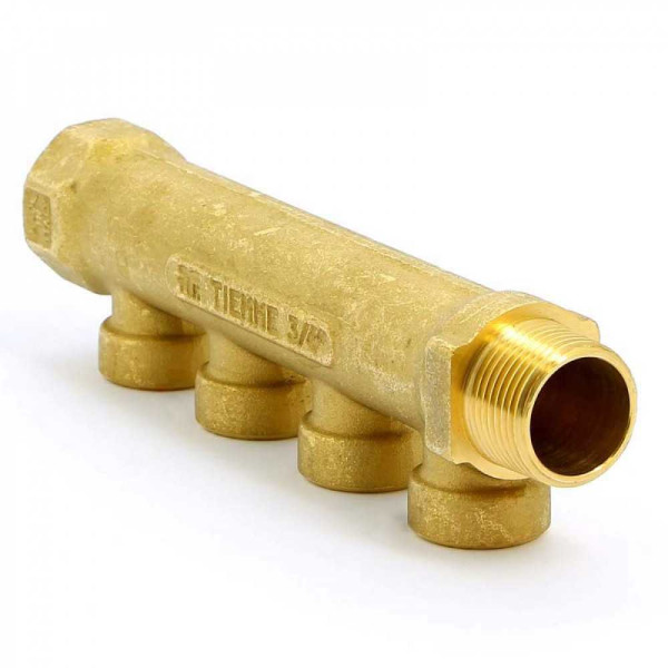 Коллектор "Tiemme" 4 отв. 3/4"*1/2"В (латунь) (1910038)