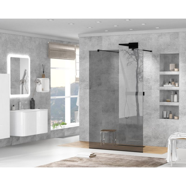 Душевая перегородка Cezares Liberta 100x195 стекло тонированное (графит), профиль черный (LIBERTA-L-2-100-GR-NERO)