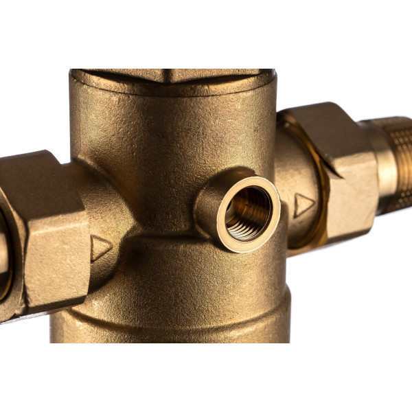 Фильтр самоочищающийся с защитой от гидроудара Гейзер-Бастион 7508205233 3/4" (прозрачный корпус, со сгонами) (32683)