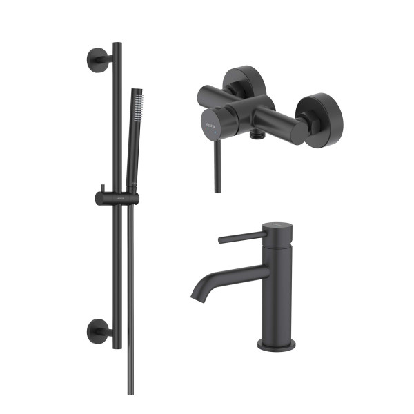 Комплект смесителей Aquatek Европа 3 в 1 AQ1310MB+AQ1360MB+AQ2012MB черный (AQ1331MB)