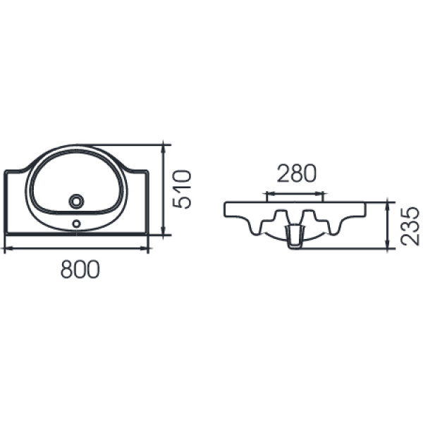 Раковина встраиваемая Cersanit Эрика 80