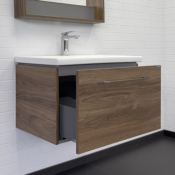 Тумба подвесная с раковиной Comforty Томари 700x450x480 дуб темно-коричневый (00-00001279)
