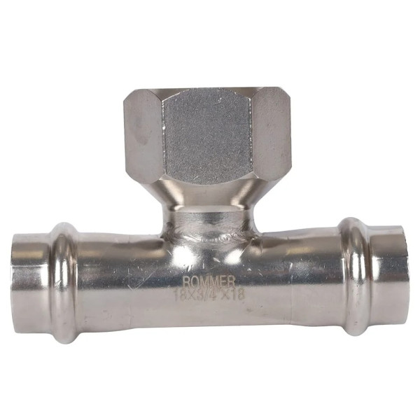 Тройник переходной 18х3/4"Вх18 Rommer из нержавеющей стали (пресс) (RSS-0015-001834) Тройник переходной 18х3/4"Вх18 Rommer из нержавеющей стали (пресс) (RSS-0015-001834)