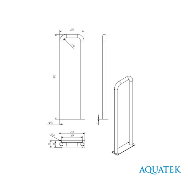 Поручень Aquatek настенный стационарный 800x230 (POR-0000006)