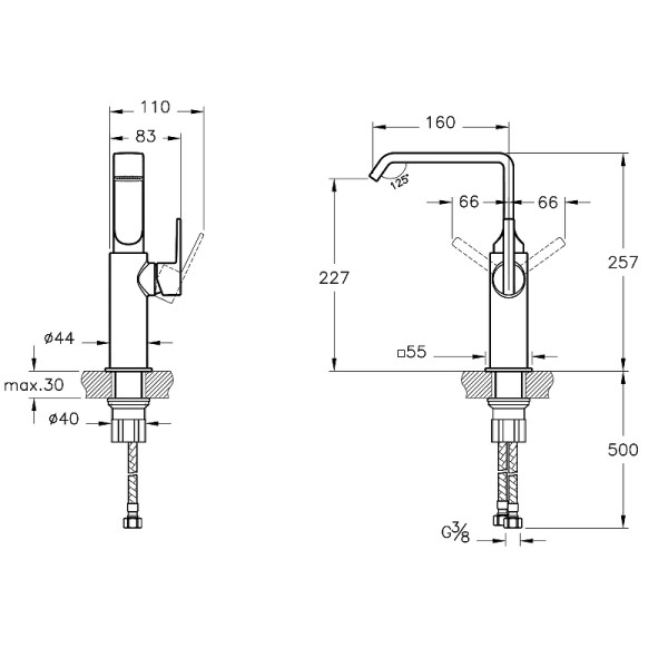 Смеситель для раковины Vitra Suit хром (A42765)